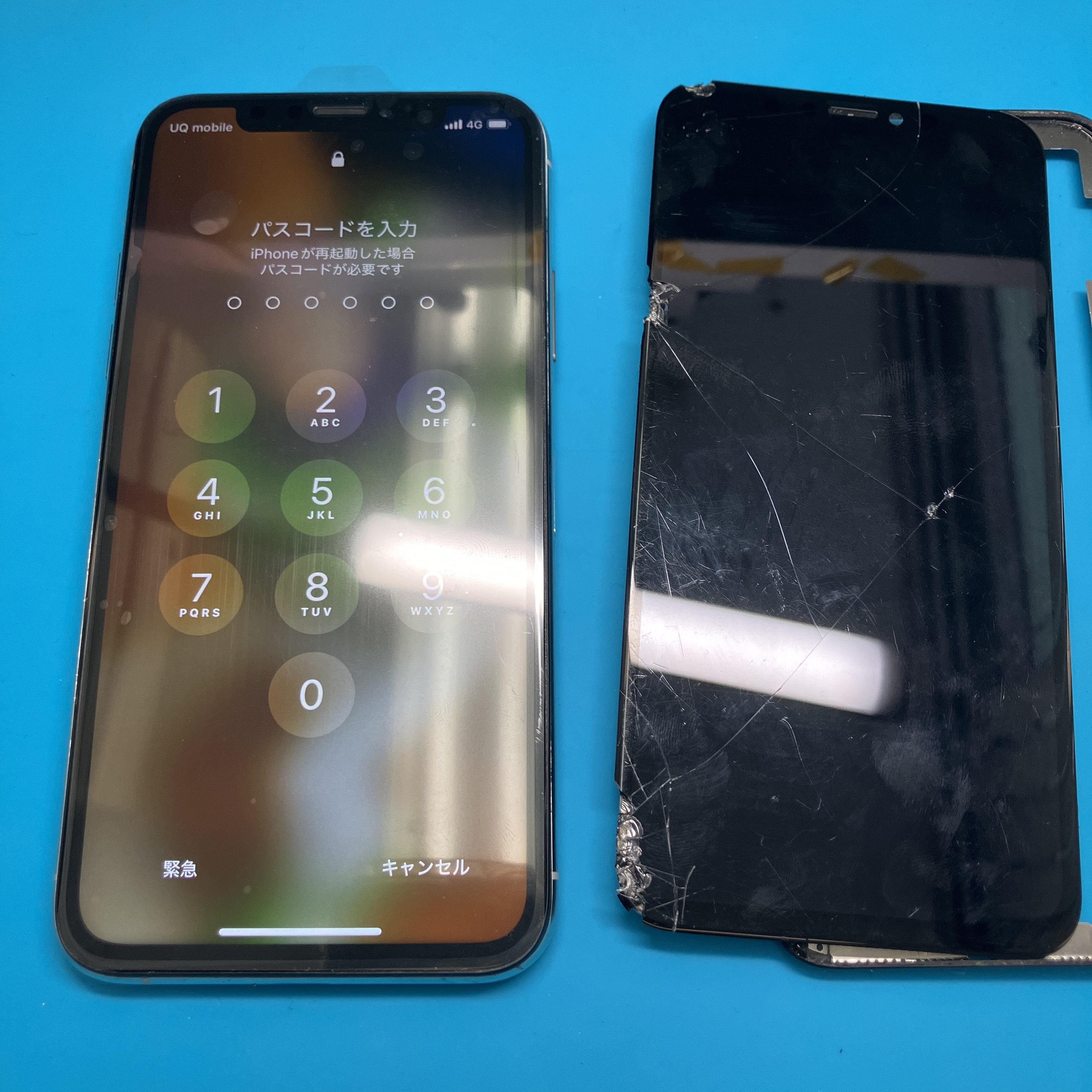 土浦店　iPhone XS 重度画面修理を7,480円で即日対応！データそのまま修理